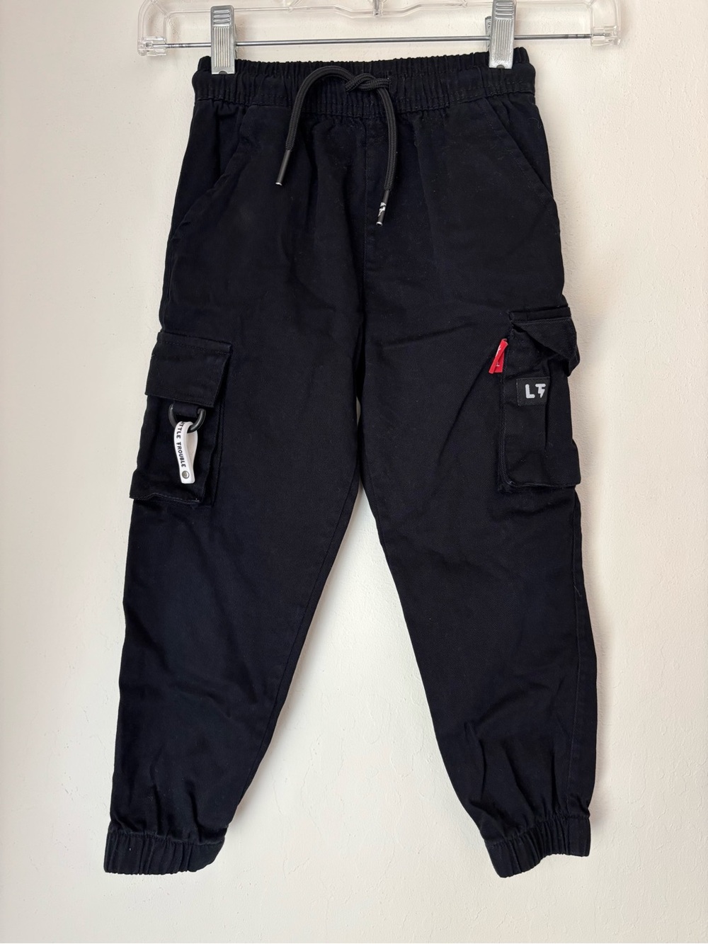 Little Trouble Cargo Pants 5T Black Joggers Casual Play Pockets